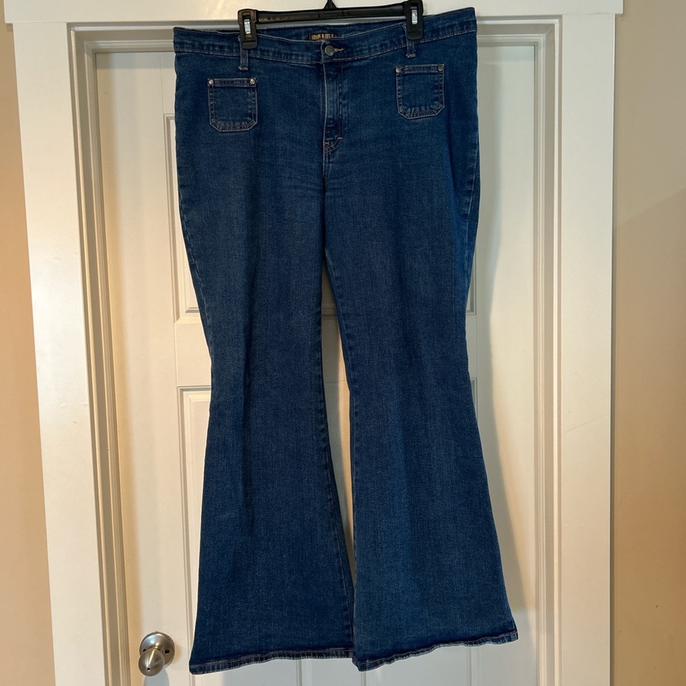 Blue Flare Wide Leg Jeans